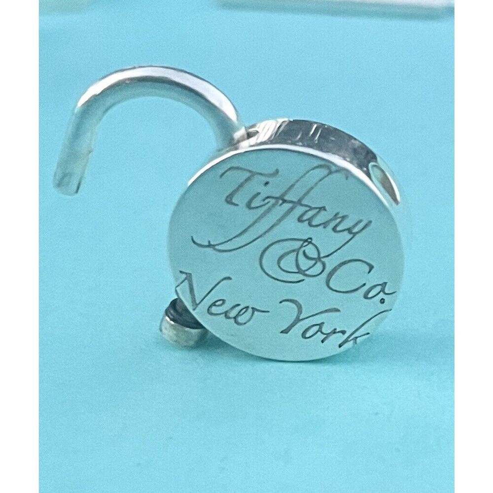 Tiffany & Co Silver Flagship Note Logo Lock Padlock Charm 4 Necklace & Bracelet